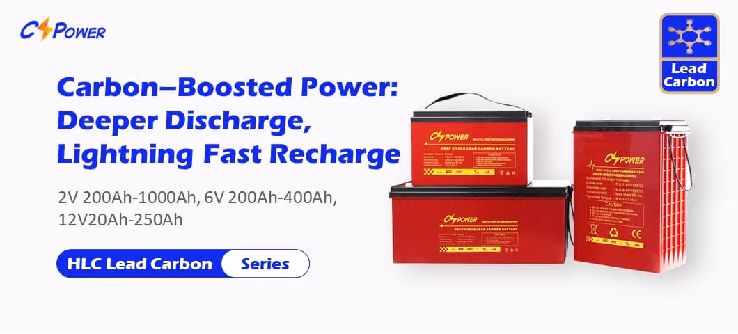 Cspower 2V/6V/12V Long-Life-Fast-Charging-Rechargeable-Deep-Cycle Lead Carbon Battery 100ah/200ah/250ah/400ah for Solar-Energy-Storage-System/CSD