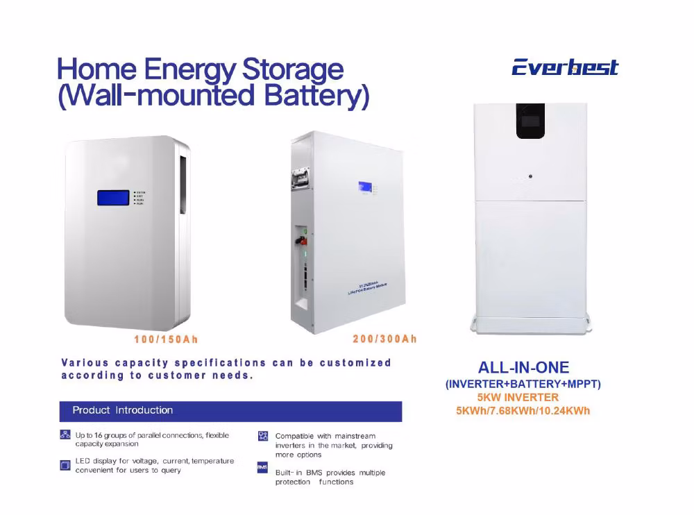 1kw 3kw 5kw 5kwh 10kwh 48V 51.2V Hybrid Solar Inverter MPPT off Grid Solar Inverter with LiFePO4 Battery All in One Residential Ess Home Energy Storage System
