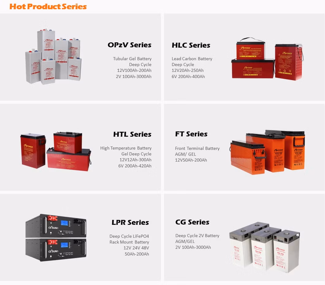 Cspower 2V/6V/12V Long-Life-Fast-Charging-Rechargeable-Deep-Cycle Lead Carbon Battery 100ah/200ah/250ah/400ah for Solar-Energy-Storage-System/CSD