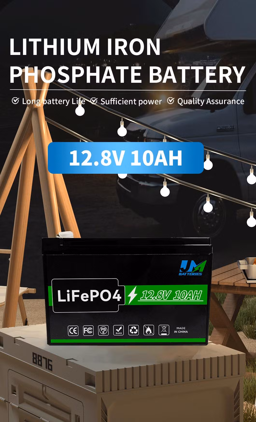 Portable 12.8V 10ah Lithium Ion Battery Home Solar Power System Electric Vehicle Battery 12V LiFePO4 Battery
