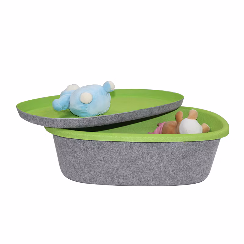 Different Size Recycled Decorative Felt Toy Storage Organizer with Handle for Laundry and Baby Cloth Storage