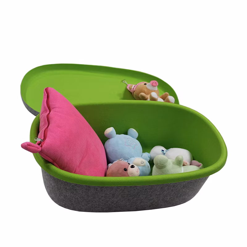 Different Size Recycled Decorative Felt Toy Storage Organizer with Handle for Laundry and Baby Cloth Storage