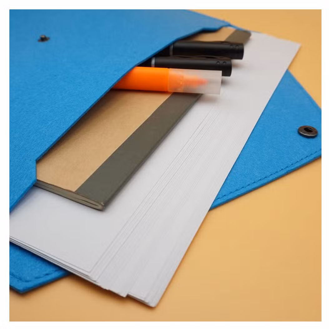 Large Capacity Felt File Folder Durable Folders Portfolio Pouch Letter Envelope Button Closure Office Home School Stationery Business Paper File Document Bag