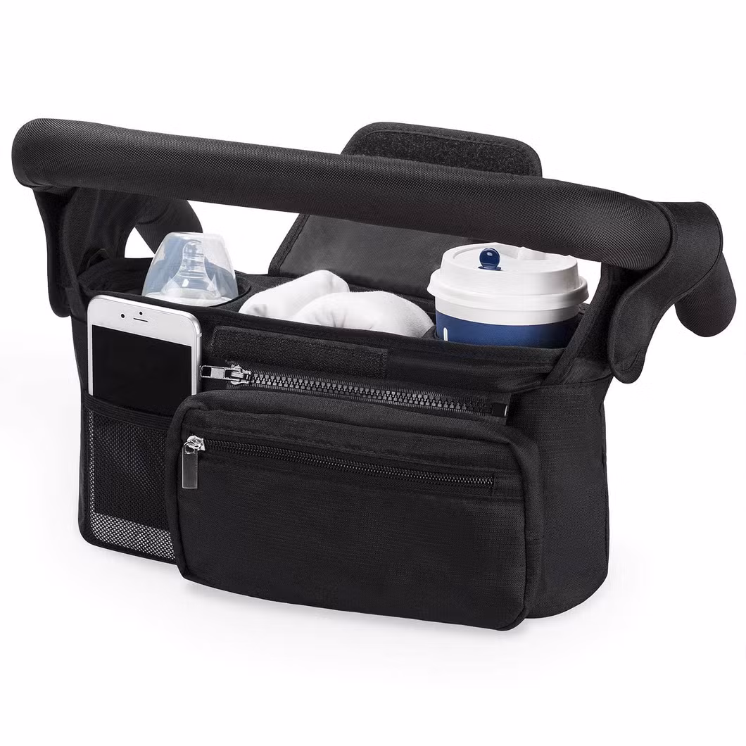 Universal Baby Stroller Organizer with Insulated Cup Holder and Phone Bag Storage Bag for Strollers Custom Baby Stroller Caddy