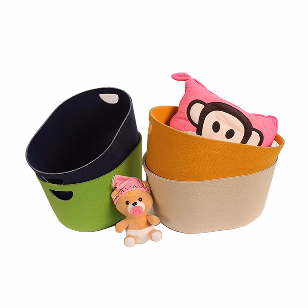 Recycled Pet Thermoforming Felt Nordic Style Toy Storage Boxes Grey Square Organizers for Drawers in Closet Made in China Fabric Storage Box Home Felt Basket