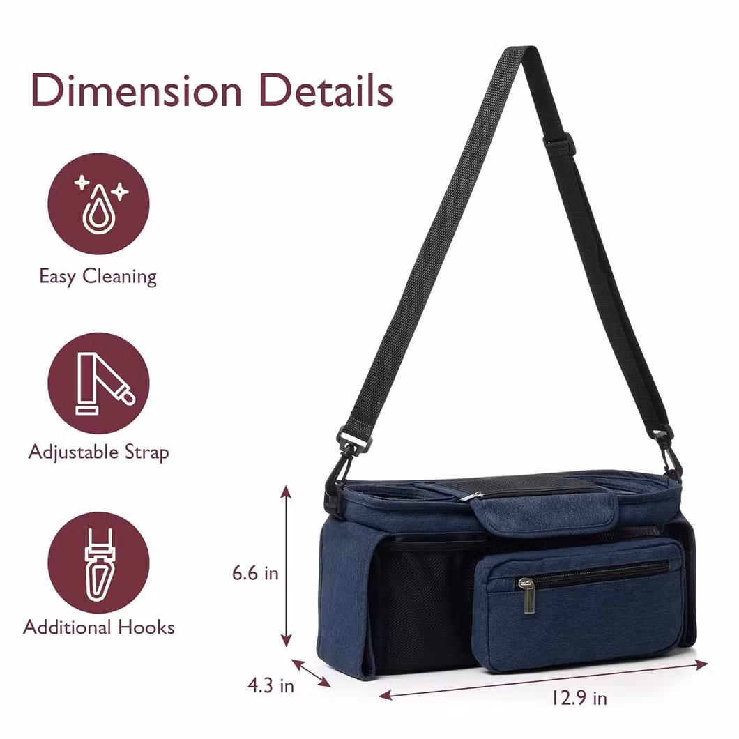 Universal Baby Stroller Organizer with Insulated Cup Holder and Phone Bag Storage Bag for Strollers Custom Baby Stroller Caddy