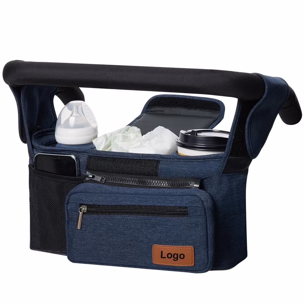 Universal Baby Stroller Organizer with Insulated Cup Holder and Phone Bag Storage Bag for Strollers Custom Baby Stroller Caddy