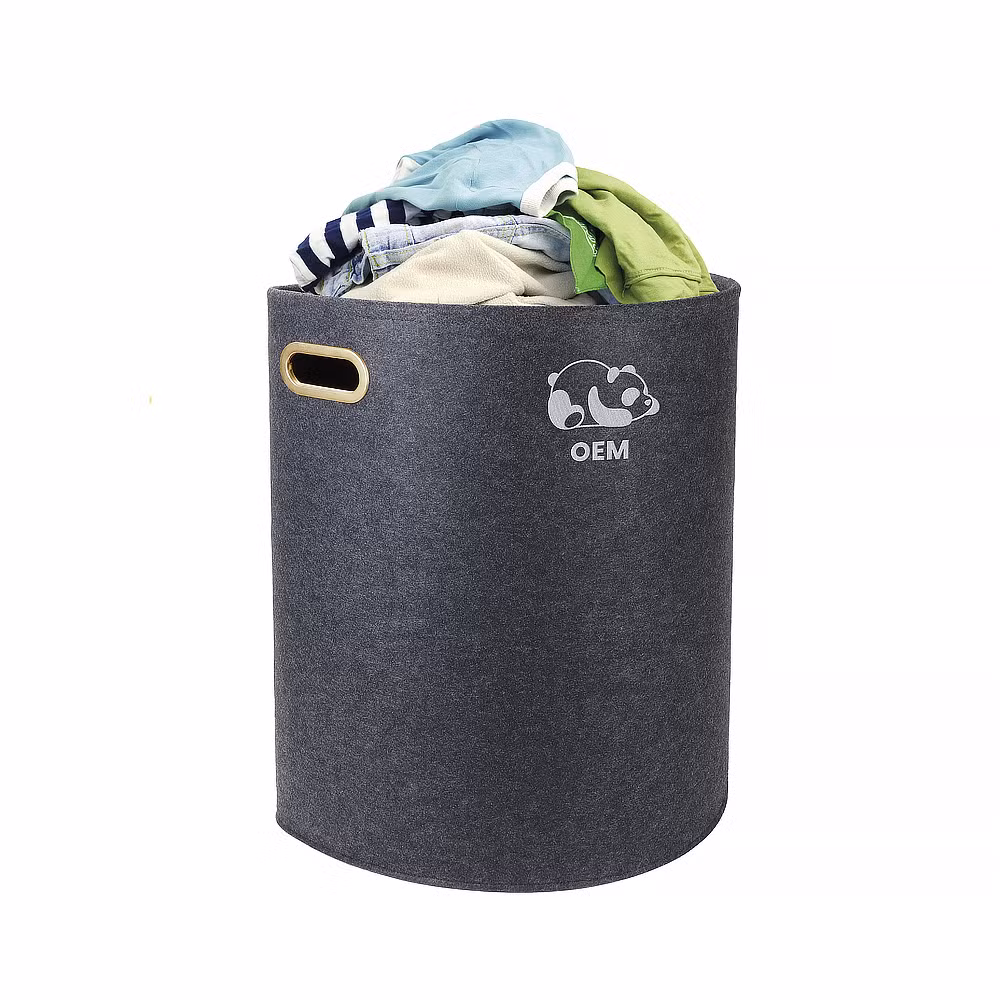 Felt Folding Drawer Organizer for Home Foldable Washable Laundry Hamper Bucket Collapsible Home Toy Storage Basket with Handles