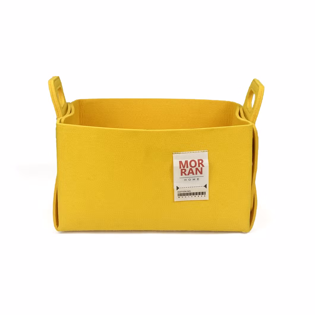 Customized Color Collapsible Felt Storage Basket Organizer with Handles for Shelves Nursery Toys Magazine