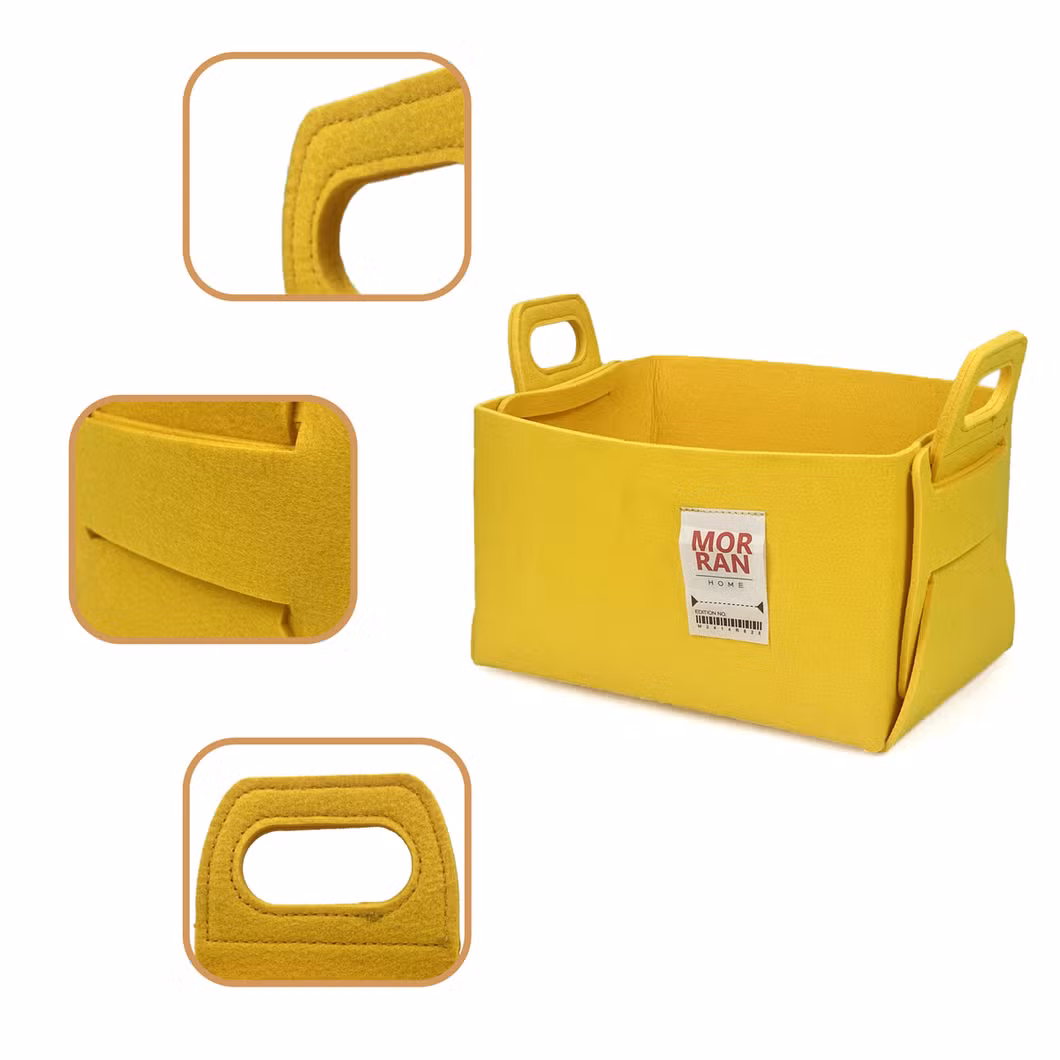 Customized Color Collapsible Felt Storage Basket Organizer with Handles for Shelves Nursery Toys Magazine