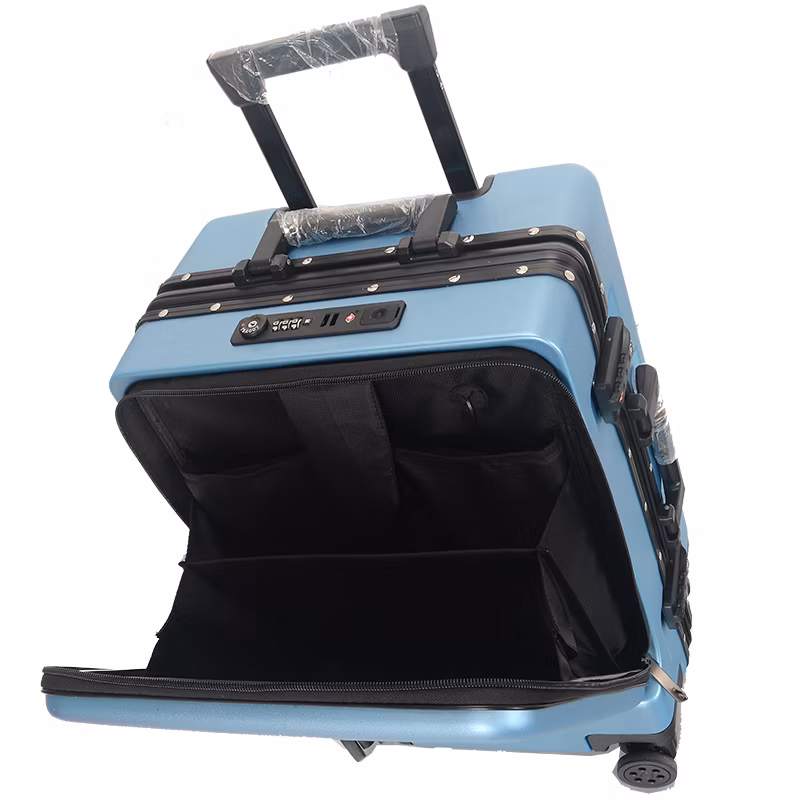 Front Opening Aluminum Frame Hard Luggage Laptop Pocket Cabin Size Zipless Suitcase 3 Pieces Set Travel Trolley Bag
