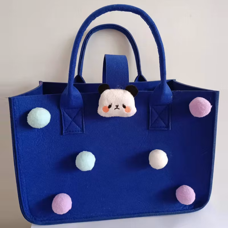 Wholesale Shopping Gift Cartoon DIY Handmade Diaper Cosmetic Storage Felt Tote Bag