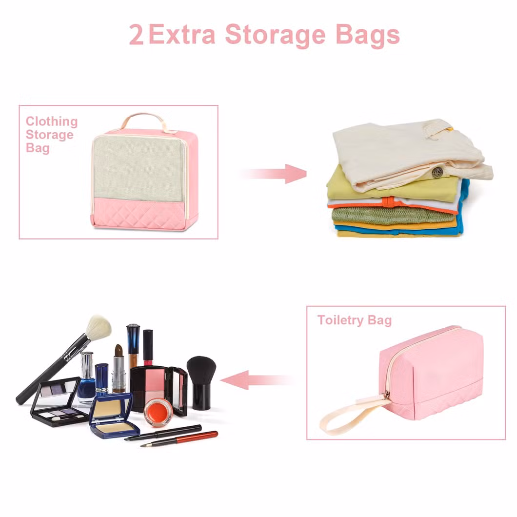 Weekender Overnight Bag for Women, Large Travel Duffle Bag with Shoe Compartment & Wet Pocket, Carry on Tote Bag Gym Duffel Bag with Toiletry Bag, 4 PCS Set