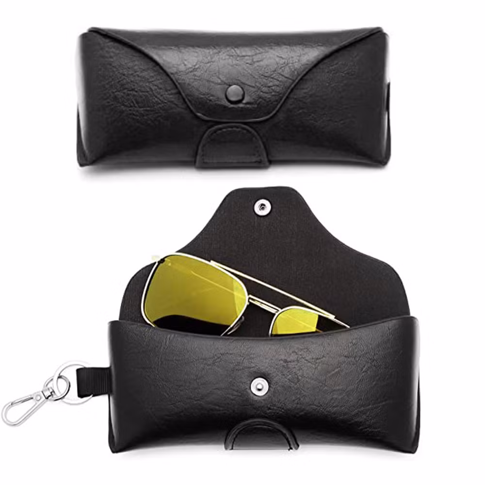 New Design PU Leather Glasses Storage Box Daily Using Portable Keychain Leather Sunglasses Storage Bag Can Be Hung Glasses Case