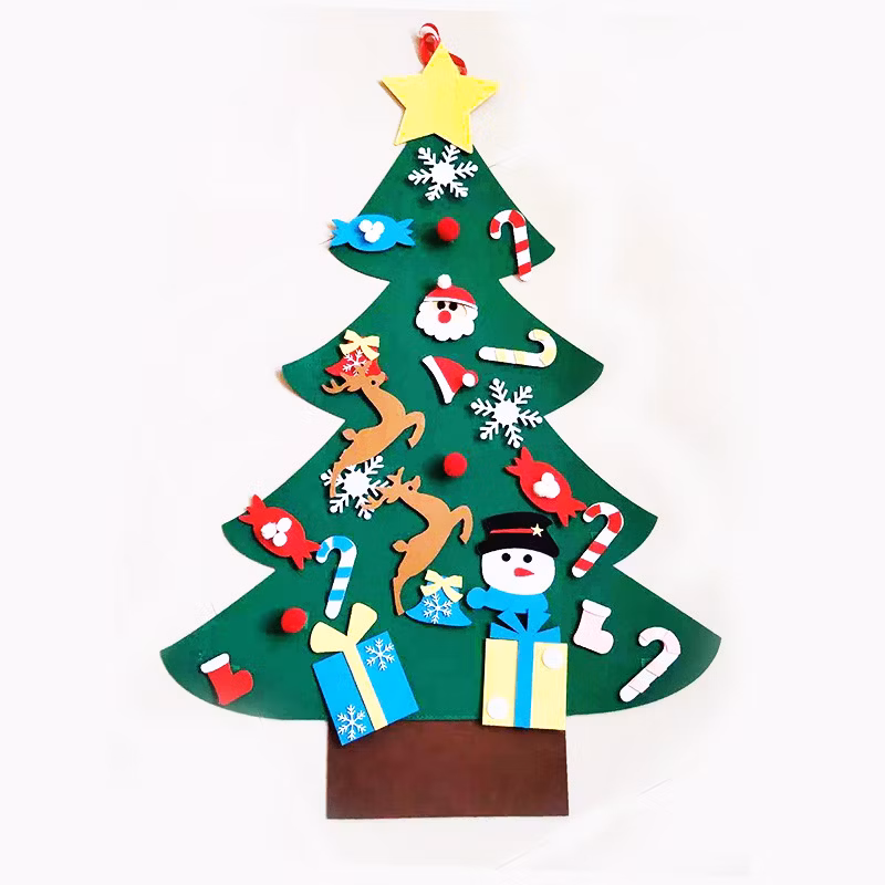 Kids DIY Felt Christmas Tree with 30PCS Set Wall Hanging Detachable Ornaments Xmas Gifts Children Friendly Christmas for Home Decorations
