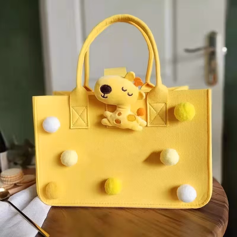 Wholesale Shopping Gift Cartoon DIY Handmade Diaper Cosmetic Storage Felt Tote Bag