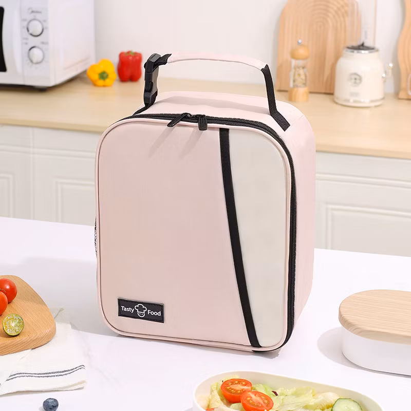 Portable Waterproof Custom Travel Insulated Polyester Cooler Zipper Lunch Bag with Handle