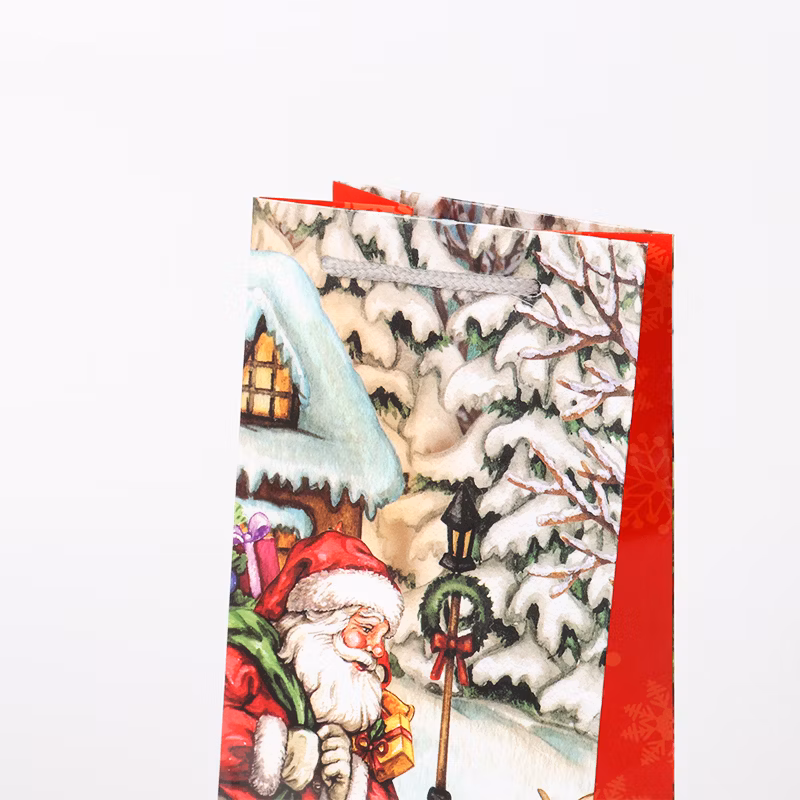 Custom Single Wine Bottle Christmas Drinks Whiskey Luxury Gift Paper Carry Bag