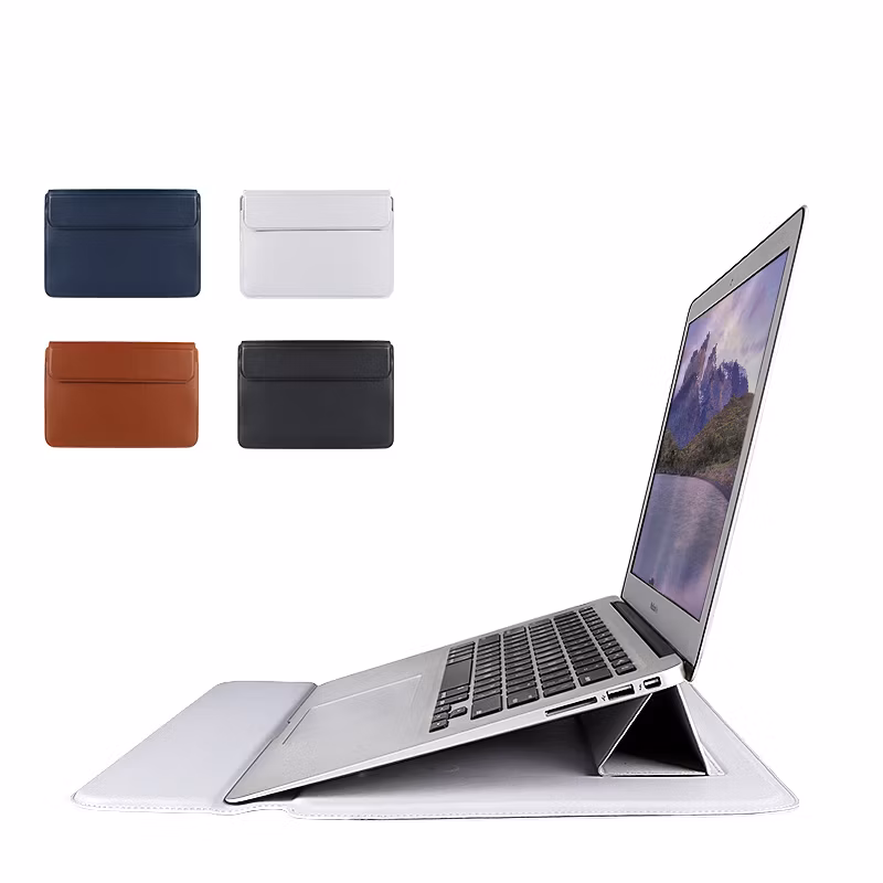 PU Leather Holder Laptop Sleeve Case for Laptop Stand Cover Portable Notebook Protector Bag