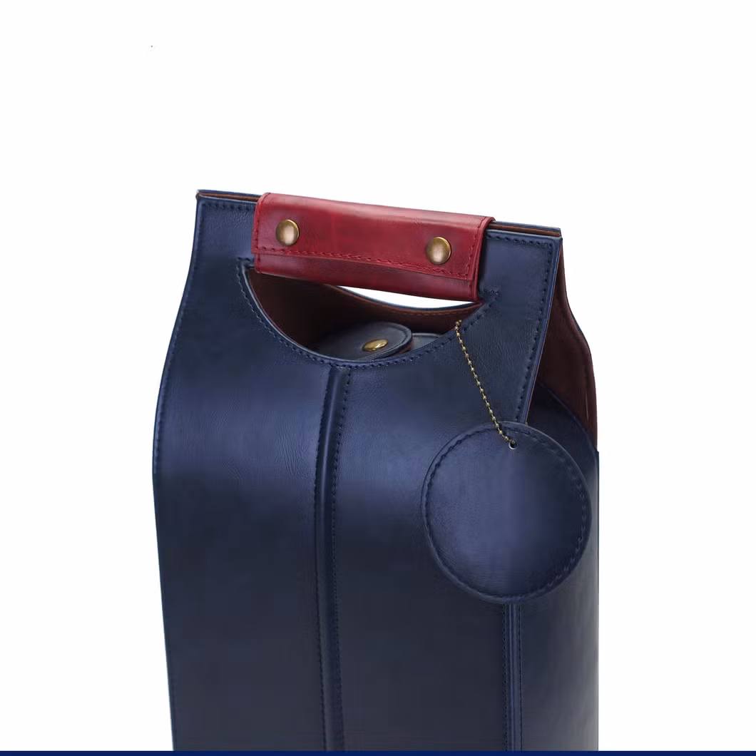 Single or Double Wine Bottles Packing Bag, PU Leather Wine Gift Boxes Bags, High End PU Leather Handbags
