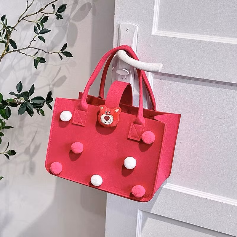 Wholesale Shopping Gift Cartoon DIY Handmade Diaper Cosmetic Storage Felt Tote Bag