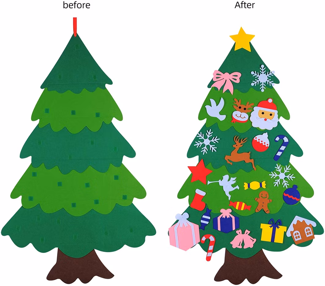 Kids DIY Felt Christmas Tree with 30PCS Set Wall Hanging Detachable Ornaments Xmas Gifts Children Friendly Christmas for Home Decorations