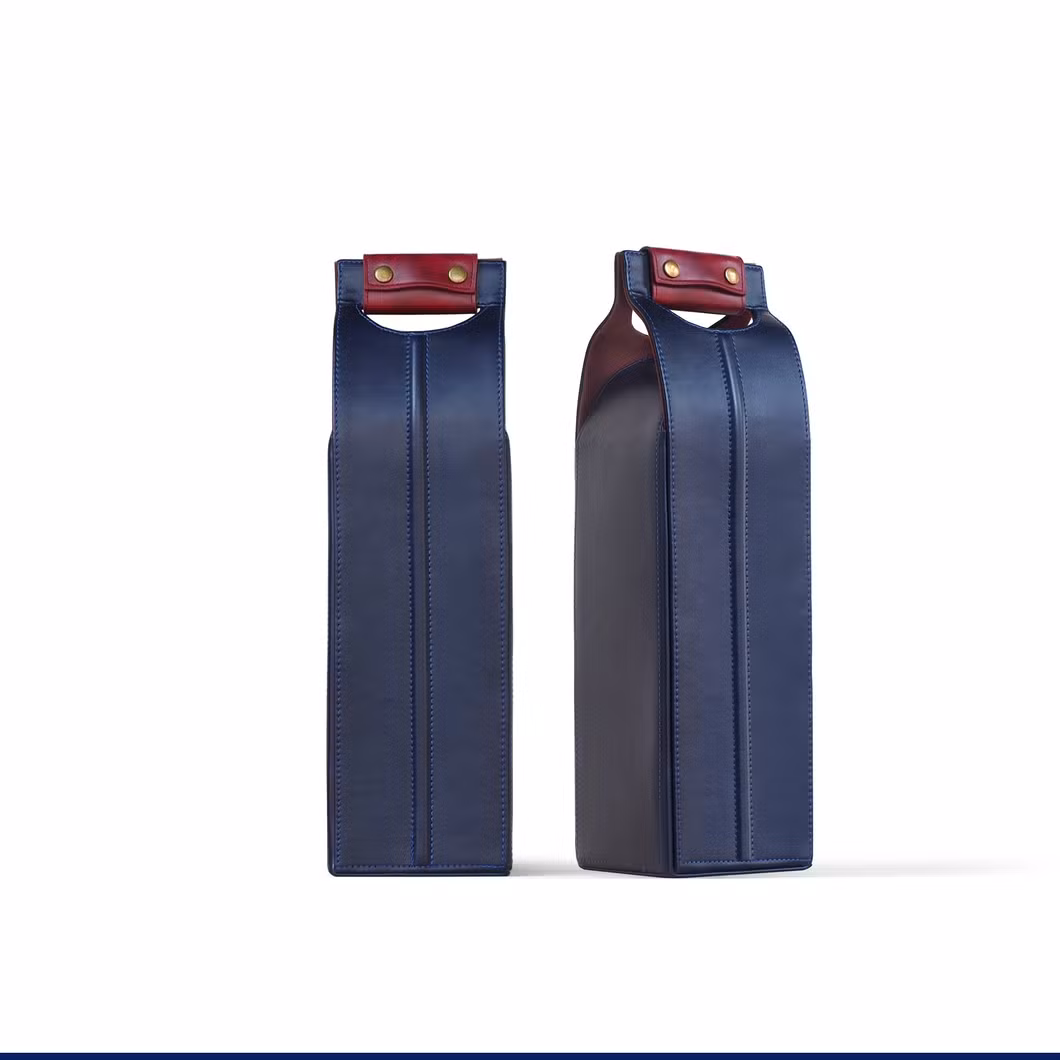 Single or Double Wine Bottles Packing Bag, PU Leather Wine Gift Boxes Bags, High End PU Leather Handbags