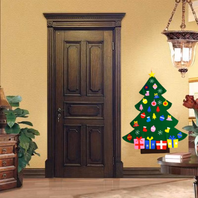 Kids DIY Felt Christmas Tree with 30PCS Set Wall Hanging Detachable Ornaments Xmas Gifts Children Friendly Christmas for Home Decorations