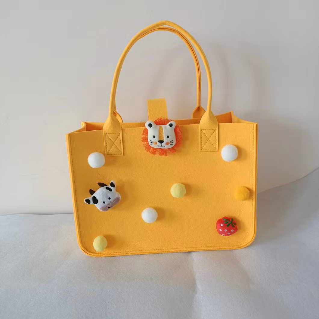Wholesale Shopping Gift Cartoon DIY Handmade Diaper Cosmetic Storage Felt Tote Bag