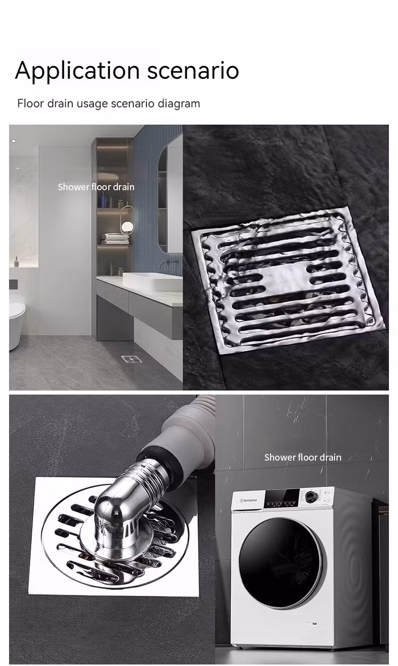 20*10cm Solid Horizontal Strip Shower Room Floor Drain 304 Stainless Steel Rectangular Stripe Floor Drain Automatic Closing Odor Proof Floor Drain