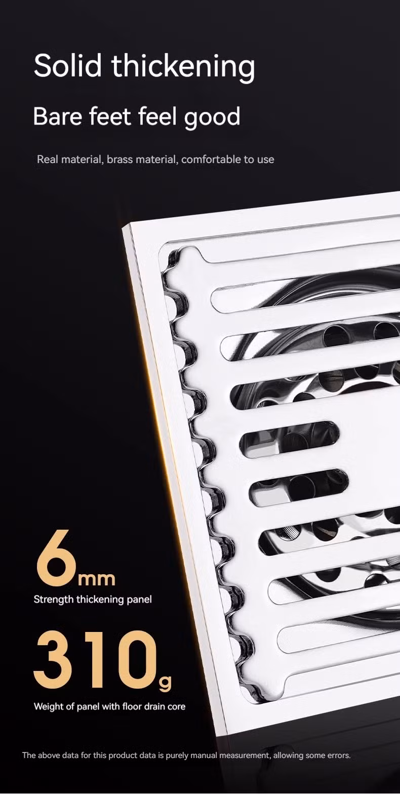 20*10cm Solid Horizontal Strip Shower Room Floor Drain 304 Stainless Steel Rectangular Stripe Floor Drain Automatic Closing Odor Proof Floor Drain