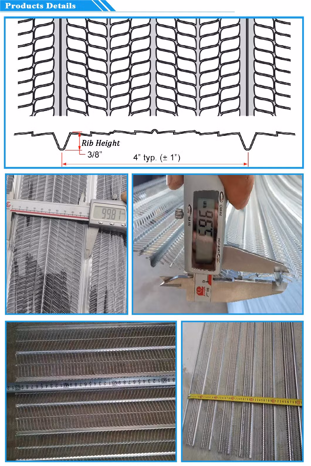 Hot Sale Expanded Metal Steel Wire Mesh Fast-Ribbed Formwork Hy-Ribbed Formwork Rib Lath Construction Wire Mesh for Roof, Floor, Walls, Ceiling Soffit