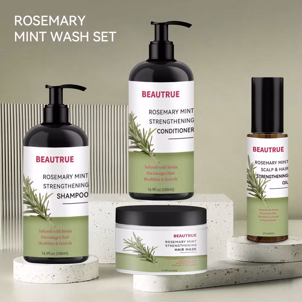 Custom Natural Organic Rosemary Mint Hair Care Kit for Hair Growth Nourishing Smoothing Peppermint Shampoo and Conditioner