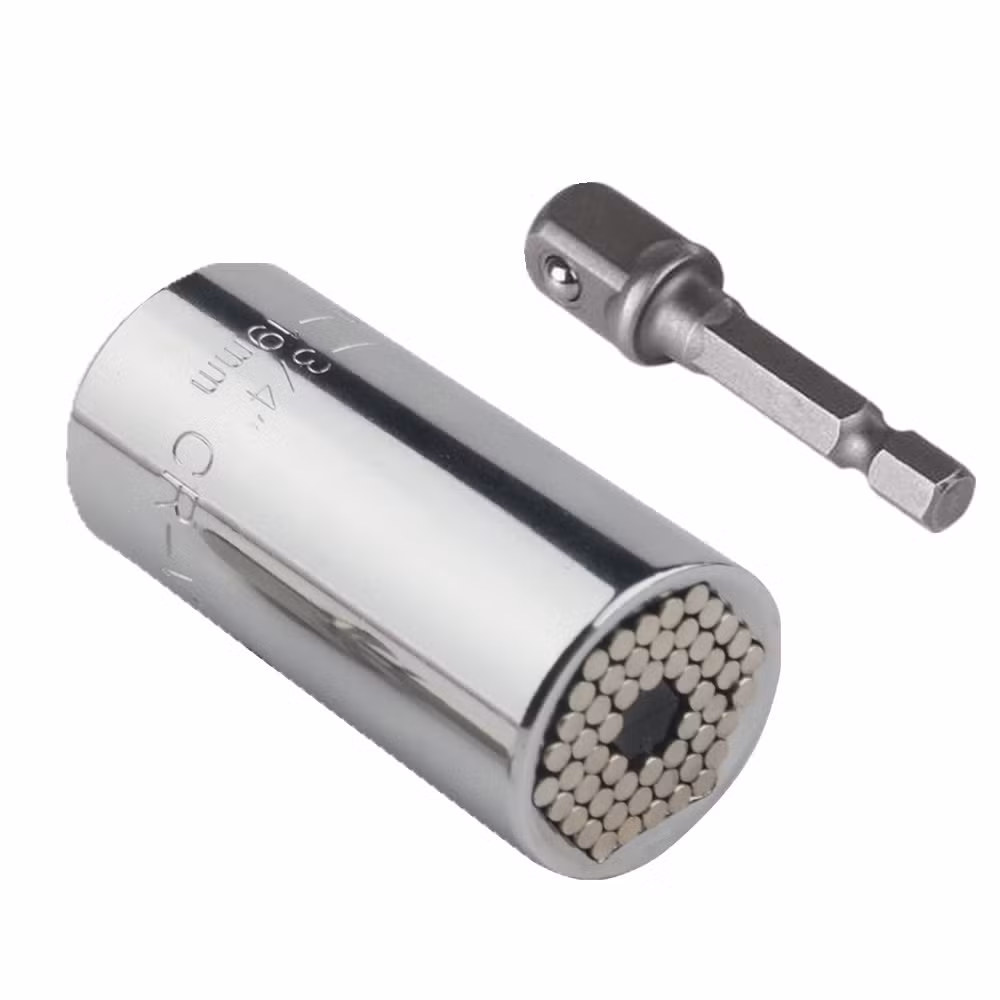 Universal Sleeve Multi-Function Sleeve Ratchet Wrench Sleeve Electric Drill Supporting Sleeve Tool 7-19mm with Connecting Rod Socket Adapter