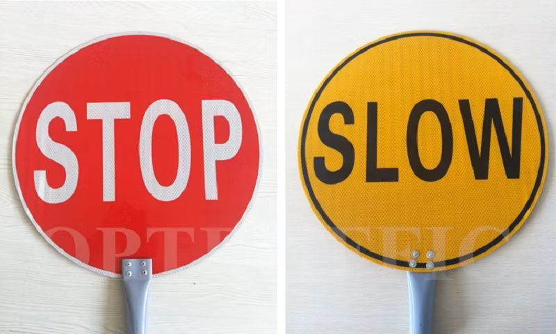 Manufacturer Aluminum Road Traffic Safety Control Hand Held Regulatory Reflective Stop Slow Paddle Sign