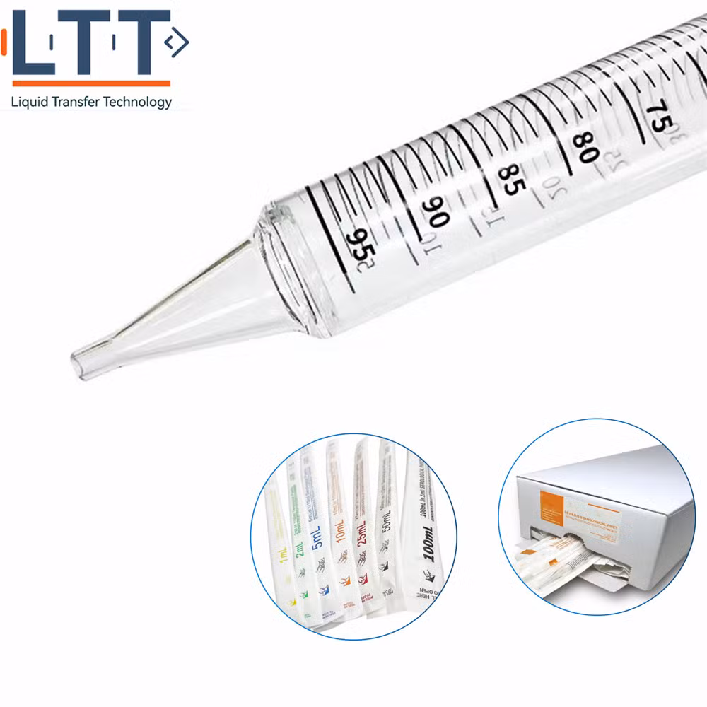 Ltt Biotech Laboratory Pipettes 1ml 2ml 5ml 10ml 25ml 50ml 100ml Medica Grade PS Sterile Serological Pipettes