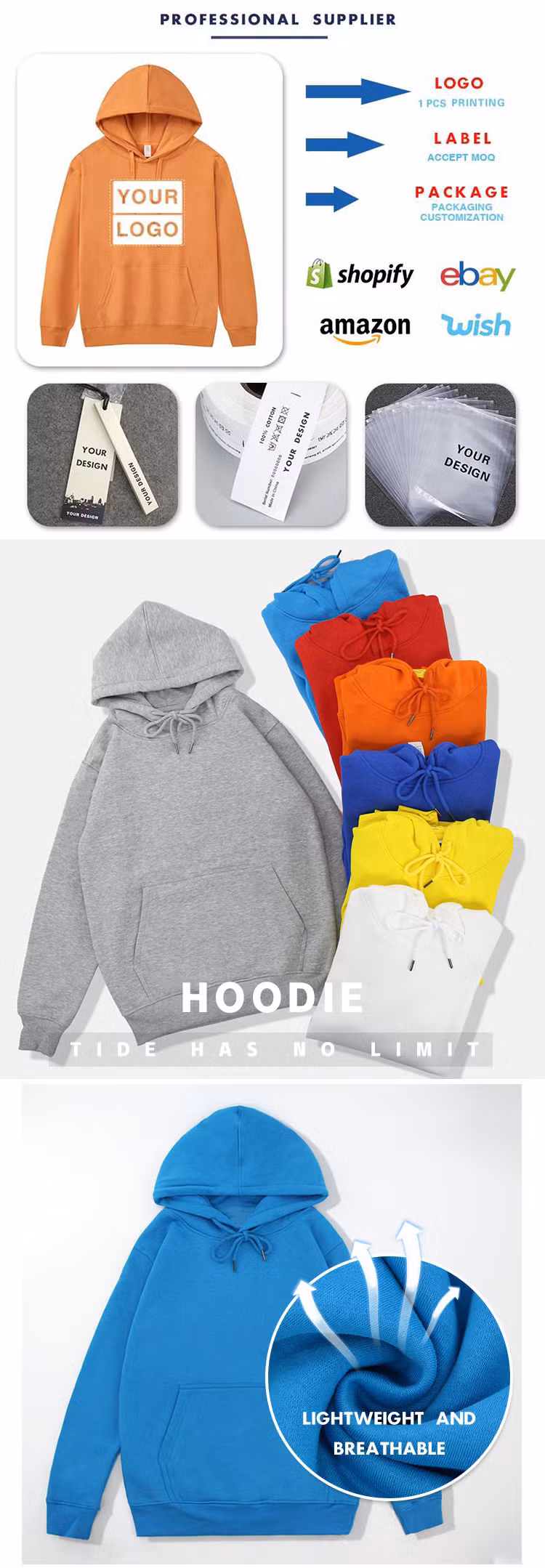 Custom Heavy Weight Rhinestone Hoodie Men Embroidery Patch Full Zip up Hoodie