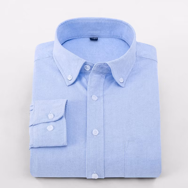 Blue Formal Wholesale Custom 100% Cotton Long Sleeve Men Blue Dress Oxford Shirt