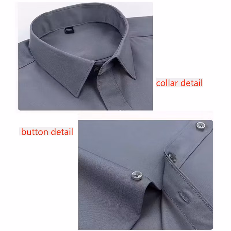 Men′s Vintage Blue Good Quality Hot Sale Blouse Classic Light Weight Office Long Sleeve Cotton Dress Shirt