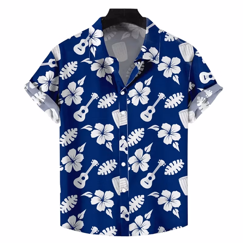 Custom 100% Viscose Rayon Printed Aloha Shirt for Men Hawaiian Shirts