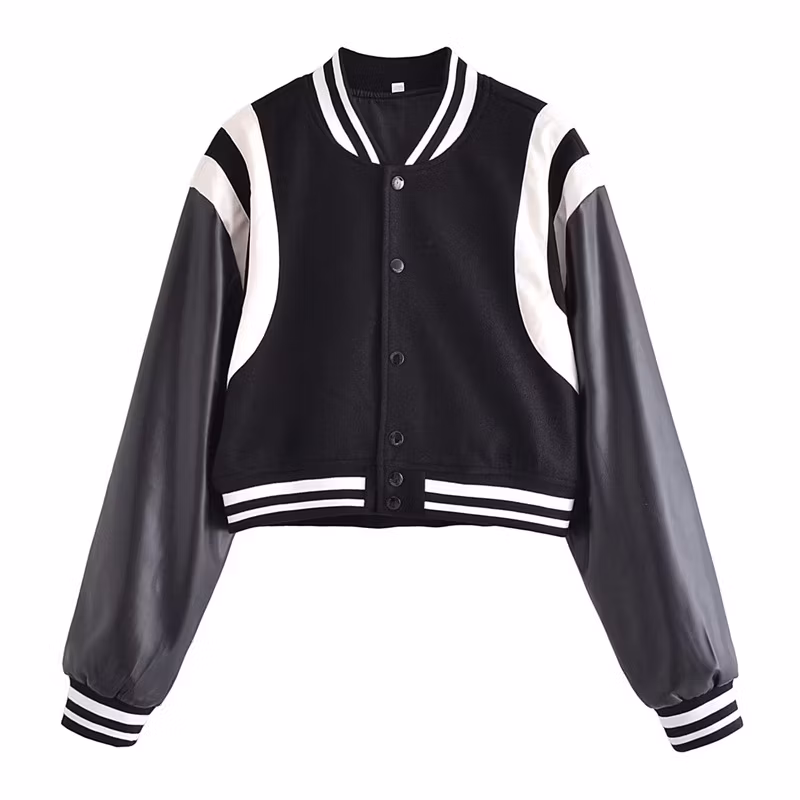 Custom Designer Women′s Jacket Fashion Crop Top Long Sleeve Embroidery Patchwork Women High Street Jacket