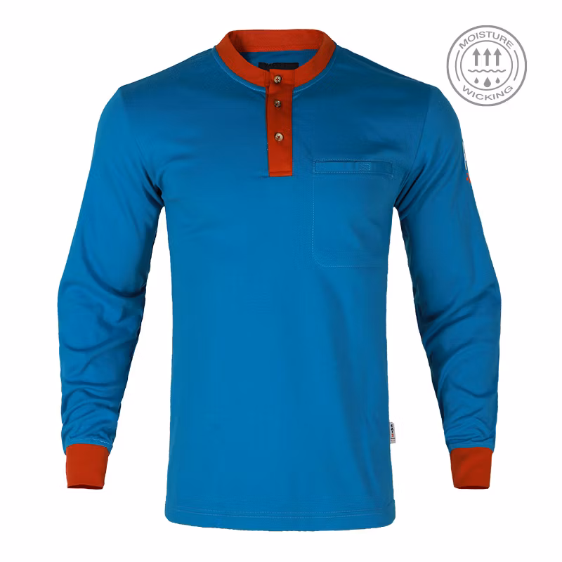 Nfpa 2112 HRC2 Black 100%Cotton 7oz Flame Retardant Moisture Wicking Shirt for Worker