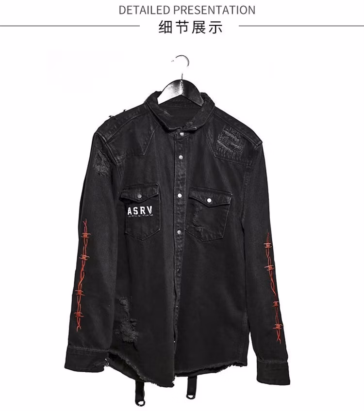 Washed Wear-Resistant European and American Plus-Size Venom Denim Jacket