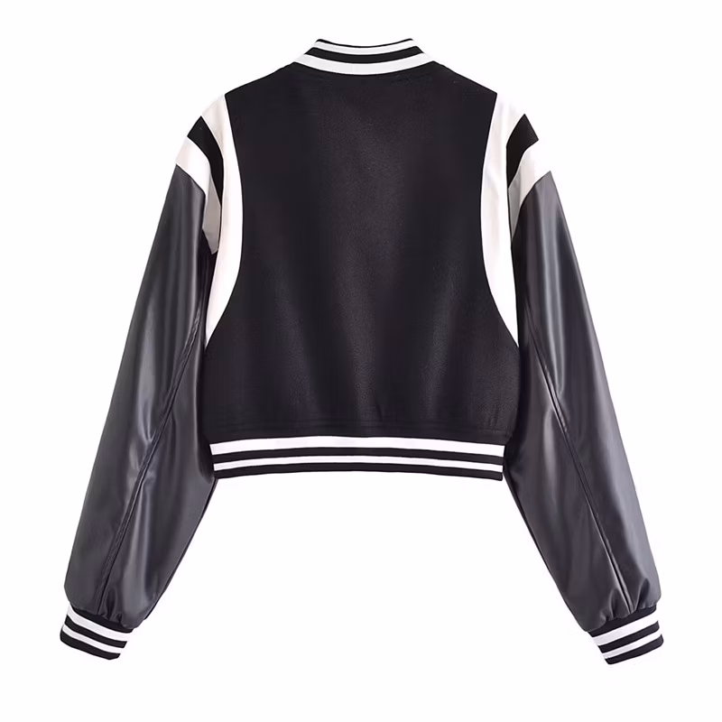 Custom Designer Women′s Jacket Fashion Crop Top Long Sleeve Embroidery Patchwork Women High Street Jacket