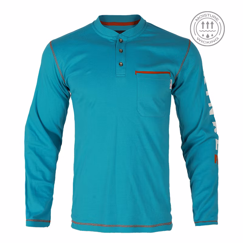 Nfpa 2112 HRC2 Black 100%Cotton 7oz Flame Retardant Moisture Wicking Shirt for Worker