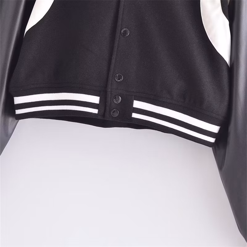 Custom Designer Women′s Jacket Fashion Crop Top Long Sleeve Embroidery Patchwork Women High Street Jacket