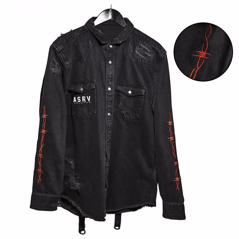 Washed Wear-Resistant European and American Plus-Size Venom Denim Jacket
