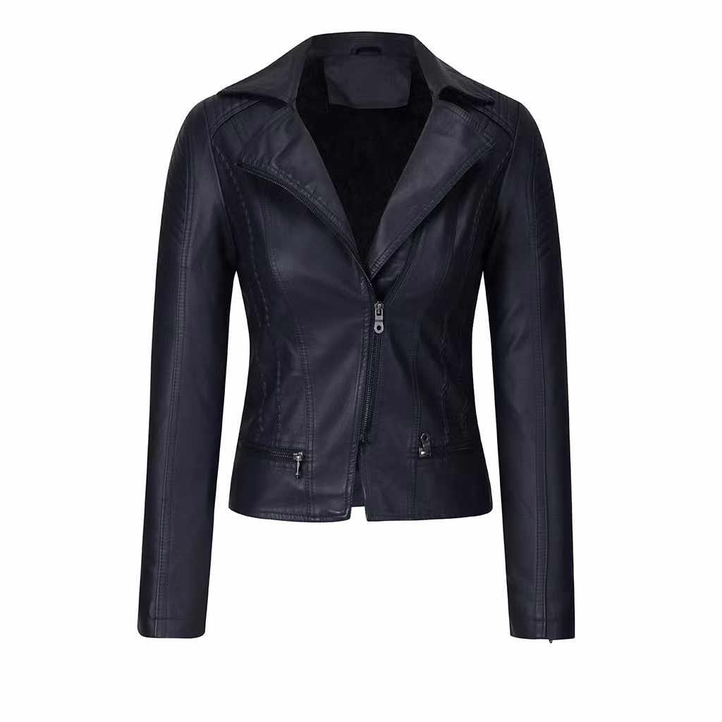 Wholesale Outerwear Jackets Women′s Winter Coat Black Faux Leather Jacket Tactical Jacket Trench Coats Wholesale Apparel Leisure Wear Plus Size Shearling Coats