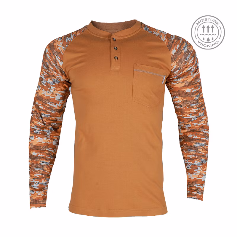 Nfpa 2112 HRC2 Black 100%Cotton 7oz Flame Retardant Moisture Wicking Shirt for Worker