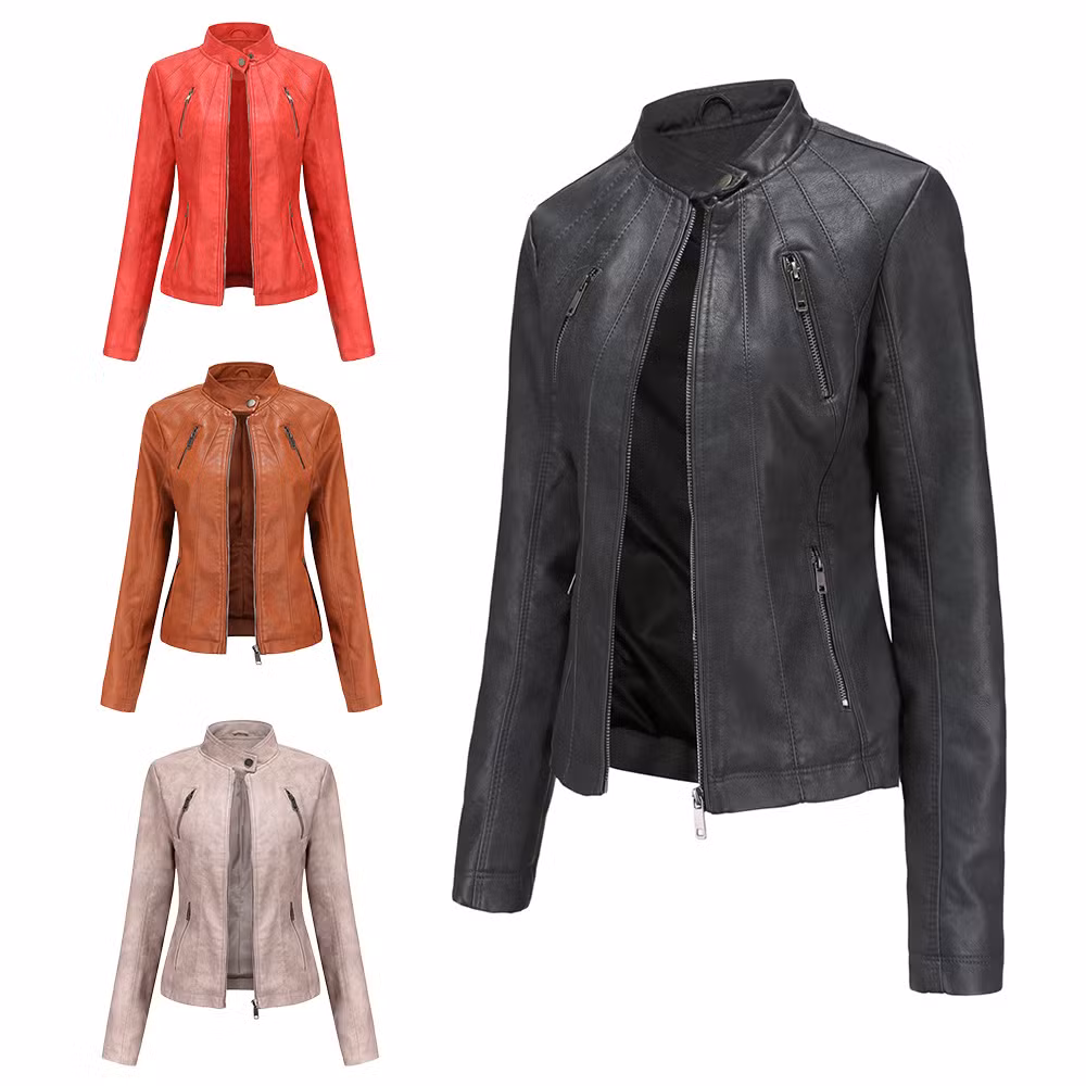 Women Faux Leather Coat Winter Puffer PU Coats Fur Lined Leather Jacket Plus Size Faux Fur Biker Jacket Wholesale Fur Coat Ladies Outerwear